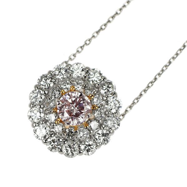 Pt 天然ピンクダイヤモンド ペンダントネックレス 0.210ct D0.52ct LPP