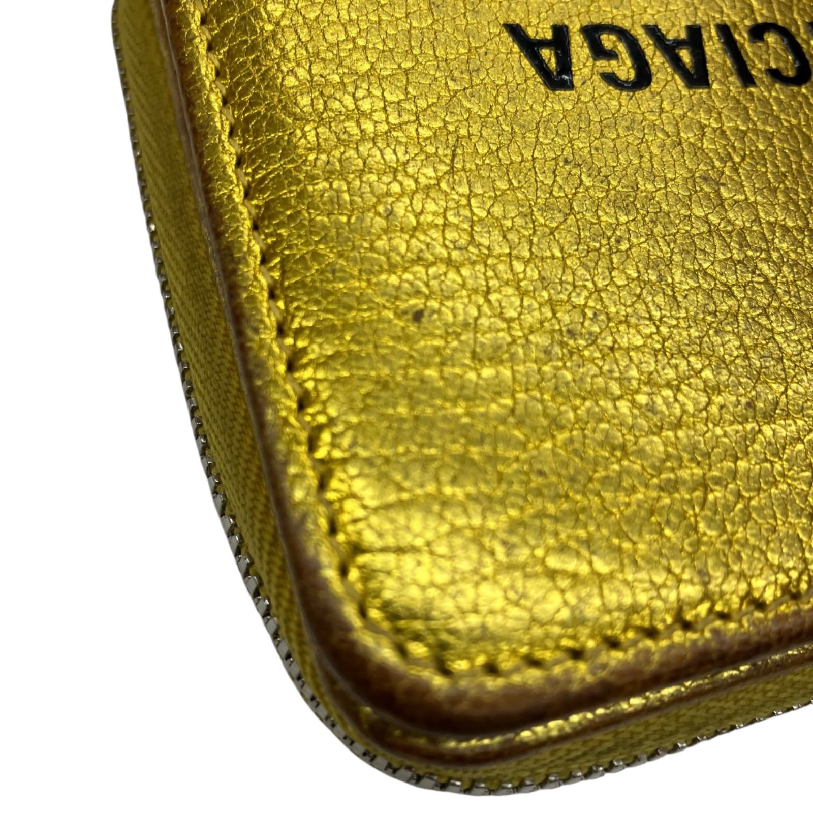 186005 バレンシアガ 二つ折り財布 ゴールド カーフスキン エブリデイ  