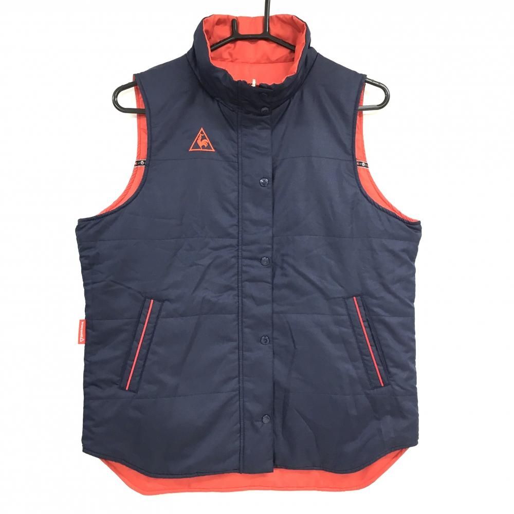 ルコック リバーシブル中綿ベスト ネイビー 裏レッド ロゴ刺しゅう レディース LL ゴルフウェア le coq sportif