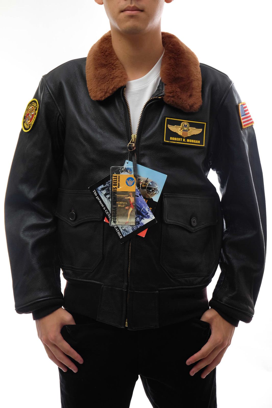 レザージャケット MA1 フライト 刺繍 豚革 90s キルティング アメカジ