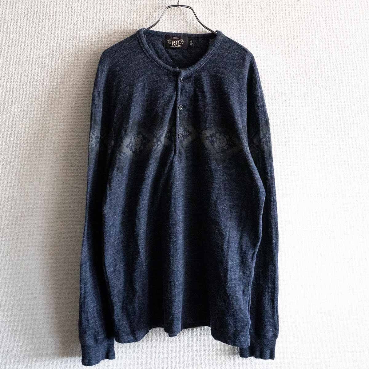 【美品】RRL【ネイティブヘンリーネック シャツ】L ウール ダブルアールエル 25030194