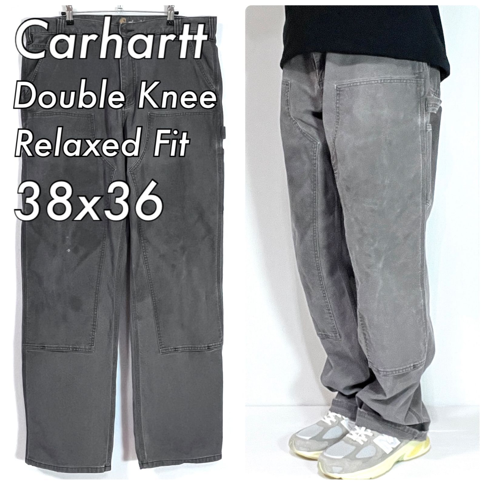 美フェード Carhartt カーハート W38 L36 ダック地 ダブルニー