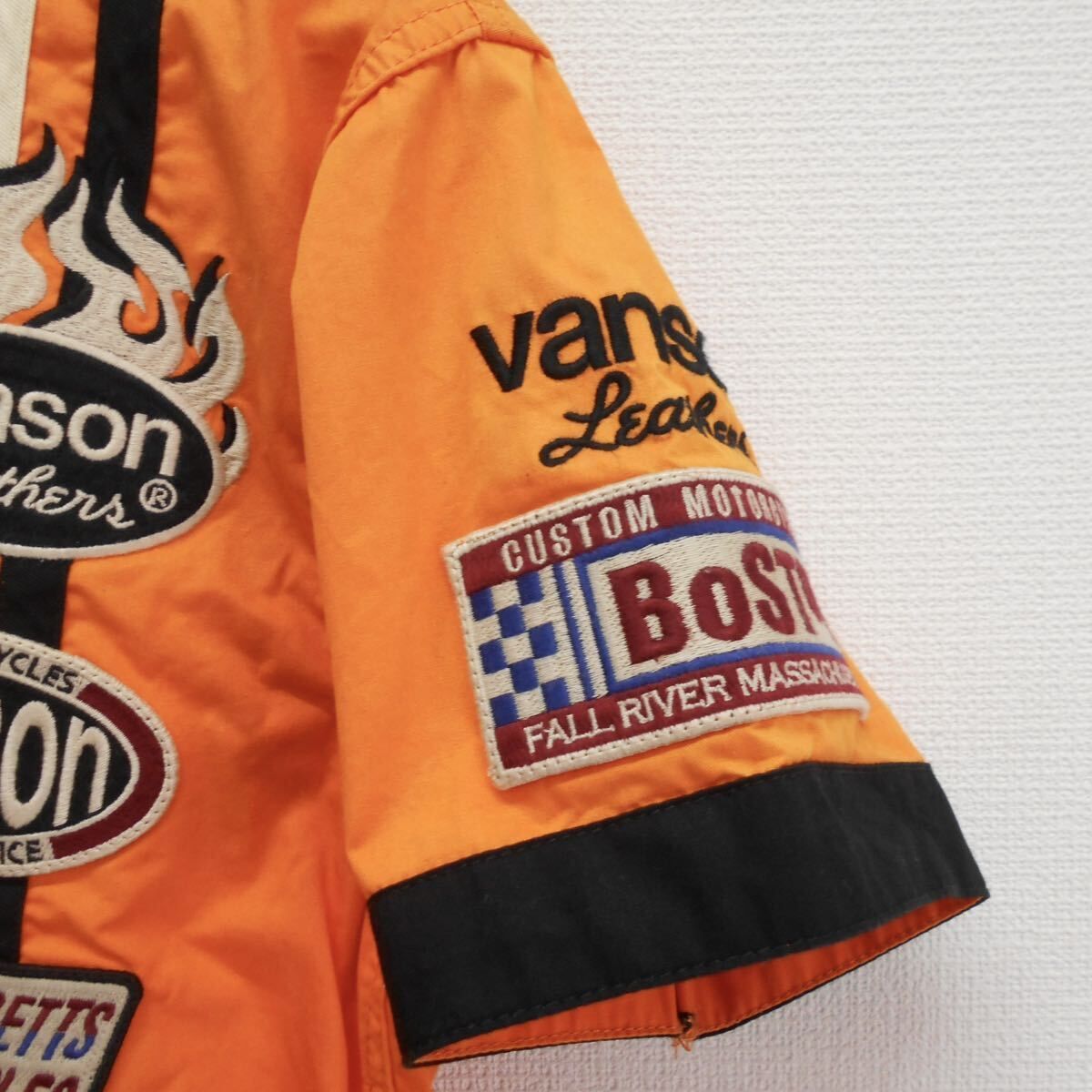 VANSON バンソン ワークシャツ ツイルレーシングフライングエンブレム 刺繍 VANSON バンソン ワークシャツ ツイルレーシングフライング