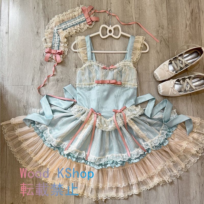 ロリータドレス キャミソールワンピース 女性 レディース コスチューム コスプレ衣装 ロリータファッション ノースリーブ Aライン ハイウエスト 膝丈 新作 オリジナルデザインロリータ洋装ゴシック風 花嫁半袖ワンピース