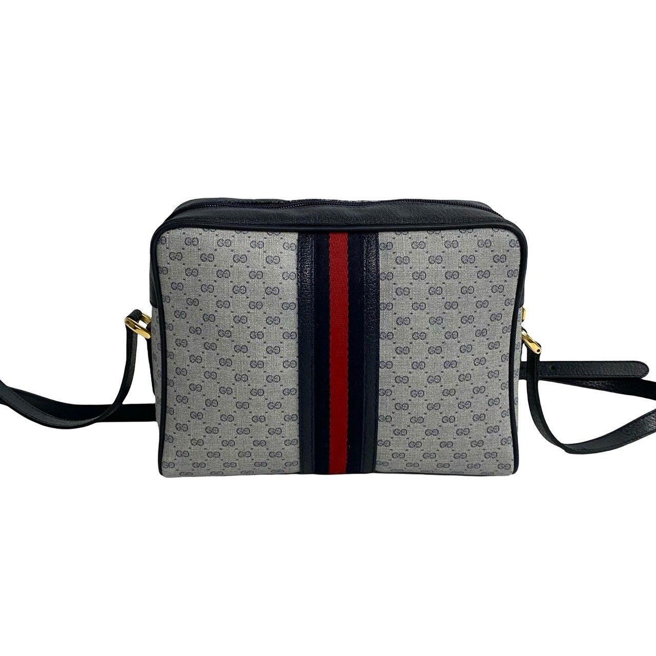 美品 極上！gucci シェリーライン ショルダーバッグ ポシェット ネイビー GUCCI 極 美品 グッチ オールドグッチ ヴィンテージ シェリー