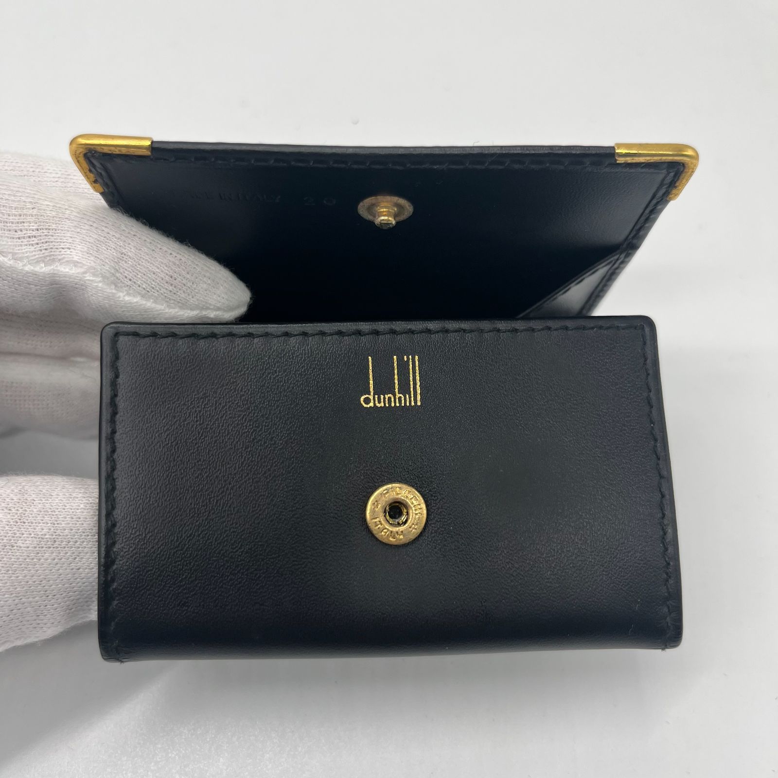 箱付き 保存袋付き dunhill ダンヒル コインケース ブラック ゴールド 