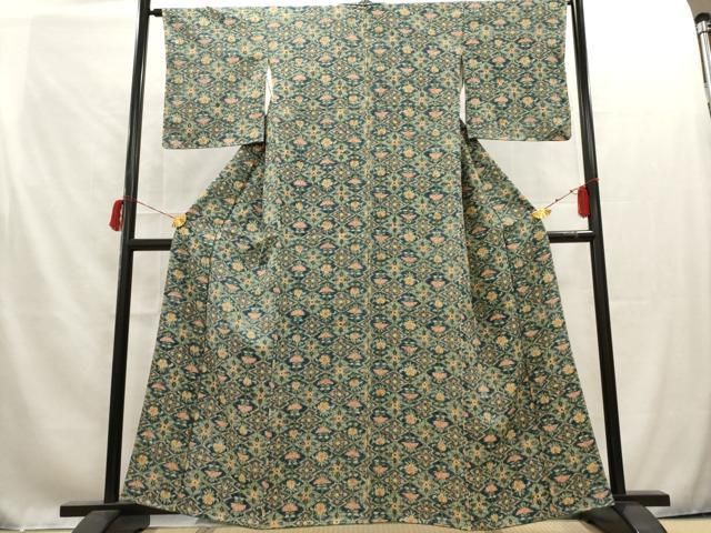 平和屋着物□上質な小紋 型染 松皮菱花文 逸品 DAAI3383ya