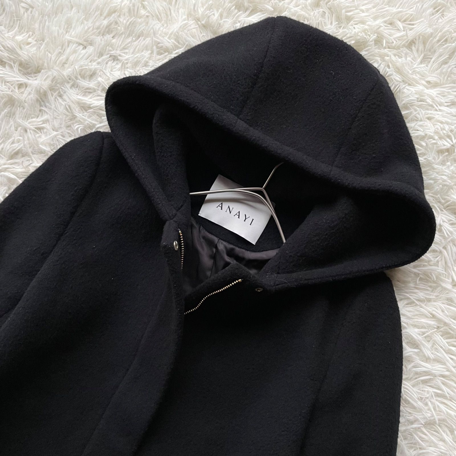 ANAYI アナイ ダブルビーバーフードコート ウールコート ジップアップ