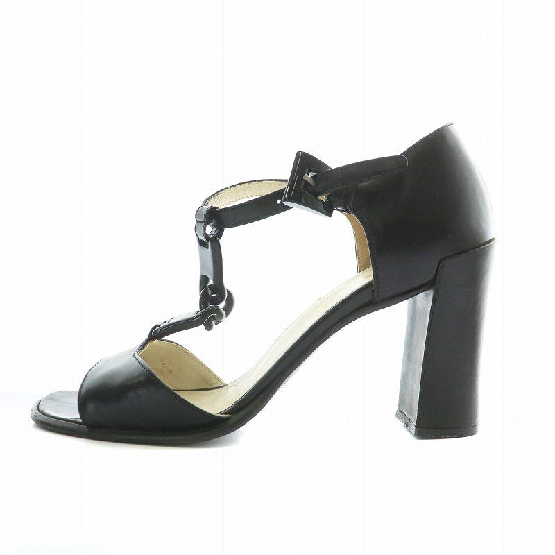 プラダ PRADA サンダル レザー スクエアトゥ チャンキーヒール