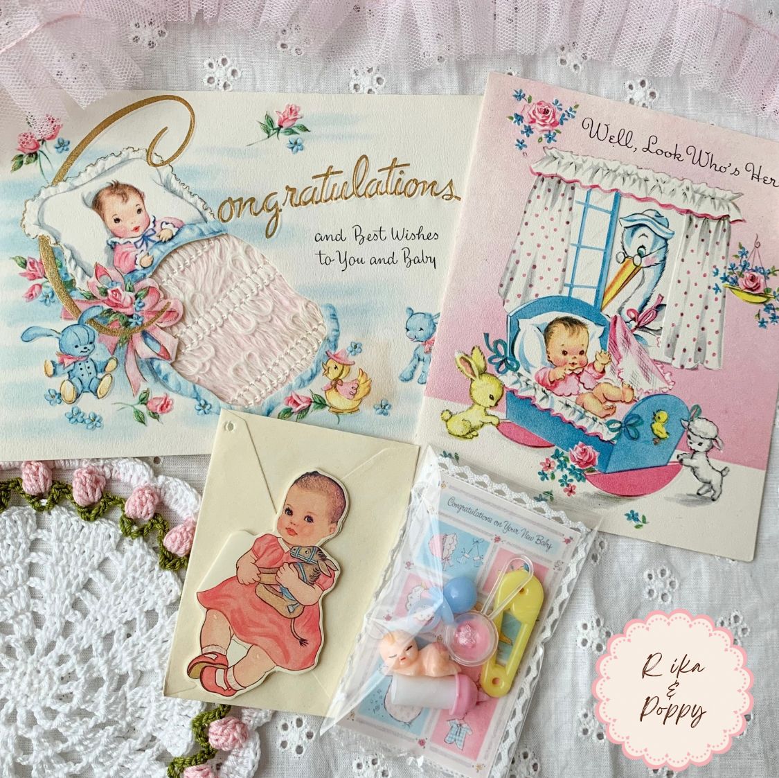 海外 ヴィンテージ ベビーグリーティングカード&ベビーシャワー