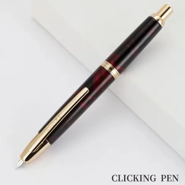 万年筆 JINHAO10 赤瑪瑙 ニブF キャップレス風ノック式万年筆赤