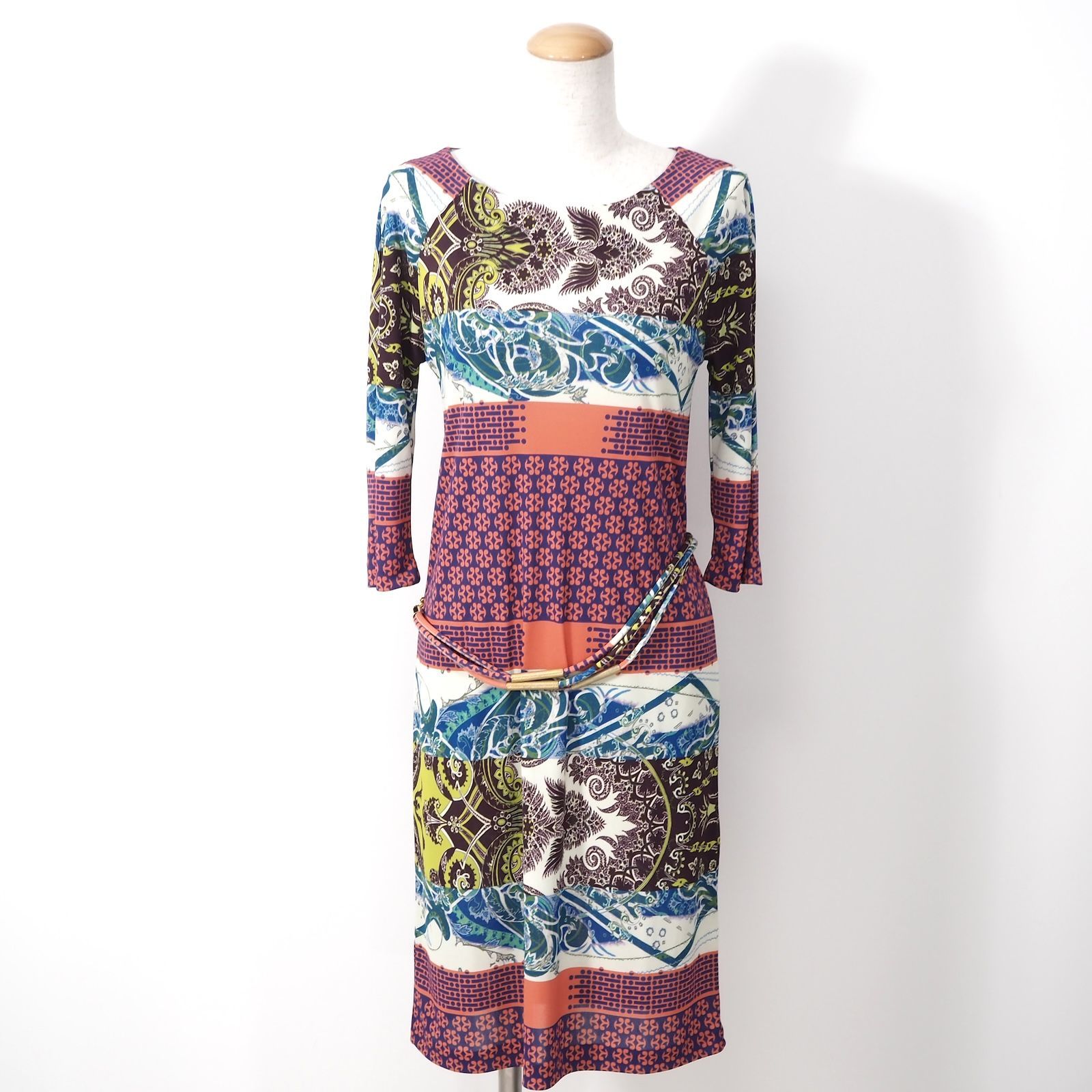 エトロ ETRO イタリア製 ベルト付き ワンピース 40 マルチ ペイズリー レディース 3-YK024