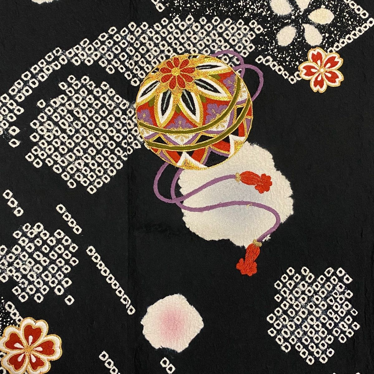 t*y様 ◎振袖 身丈164cm 裄丈69cm L 袷 雲文 熨斗 総絞り 黒 振袖 レンタル 黒色/総絞り熨斗柄 結婚式 成人式 結納 NT-71