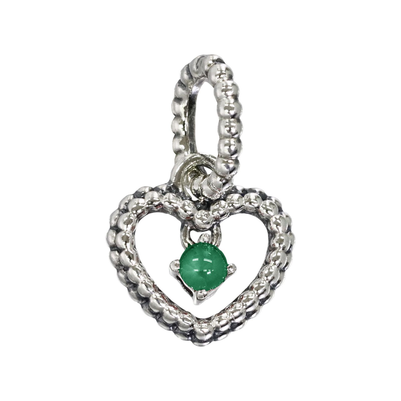 ★【新品・正規品】ボックス・ショッパー付 PANDORA (パンドラ) ★レインフォレスト グリーン ビーディド ハート ダングルチャーム★  スターリングシルバー S925ブランド アクセサリー 798854C05