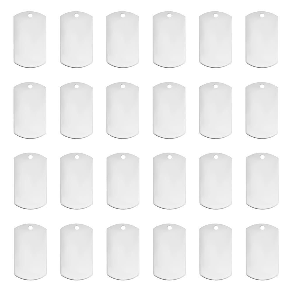 [UNICRAFTALE] 約20個 43mm ネームタグ 304ステンレスチャーム ブランクタグ ブランク ペンダント 長方形チャーム 空白