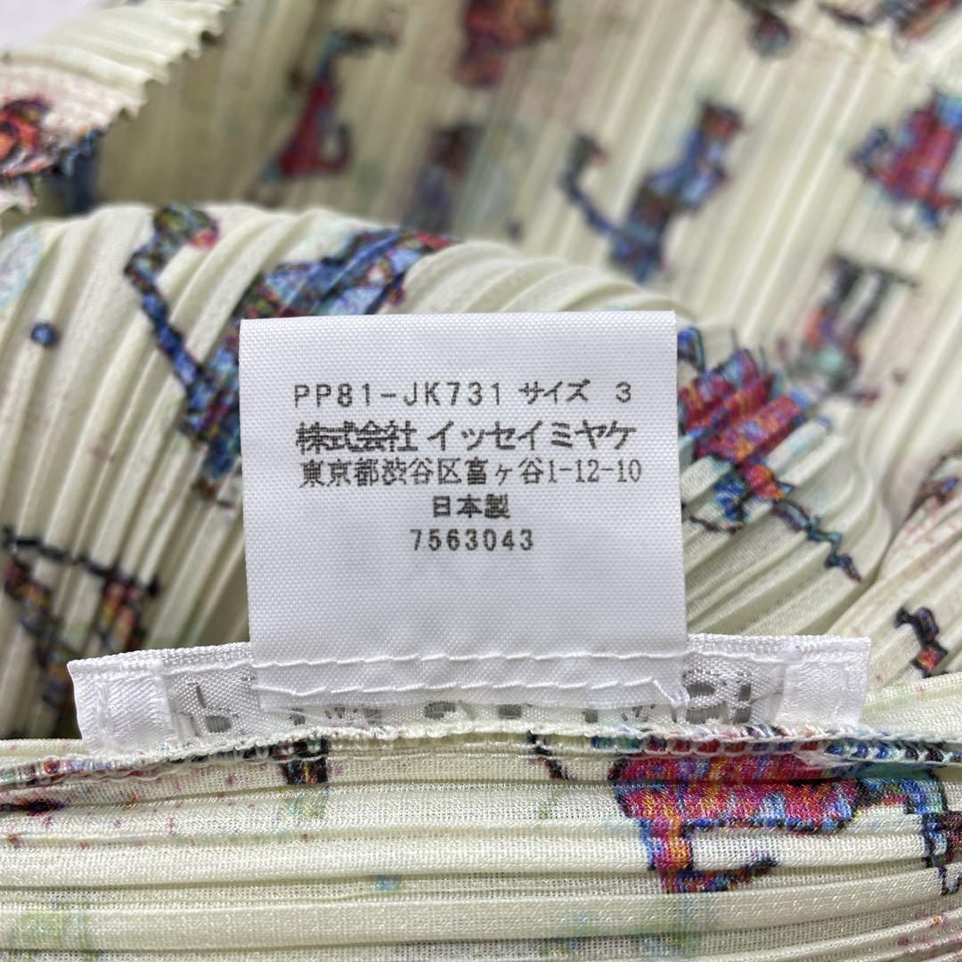  PLEATS PLEASE ISSEY MIYAKE プリーツプリーズ イッセイミヤケ 人物柄 ノースリーブ トップス スポーツ マルチ 総柄 サイズ３ ノースリーブ シャツ ブラウス