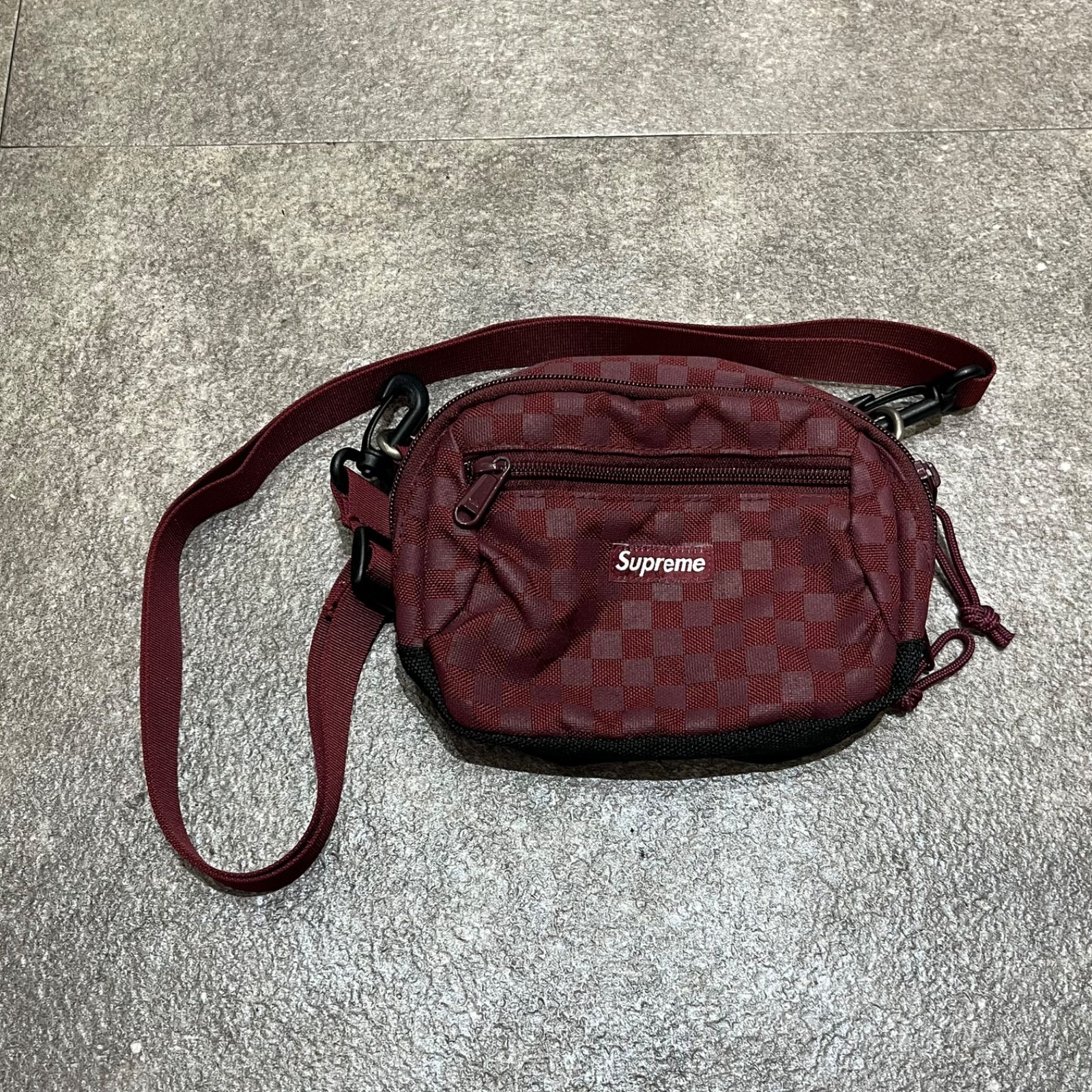 Supreme 11AW Printed Check Utility Bag プリントチェック ユーティリティ バッグ シュプリーム バーガンディ F  79242A3