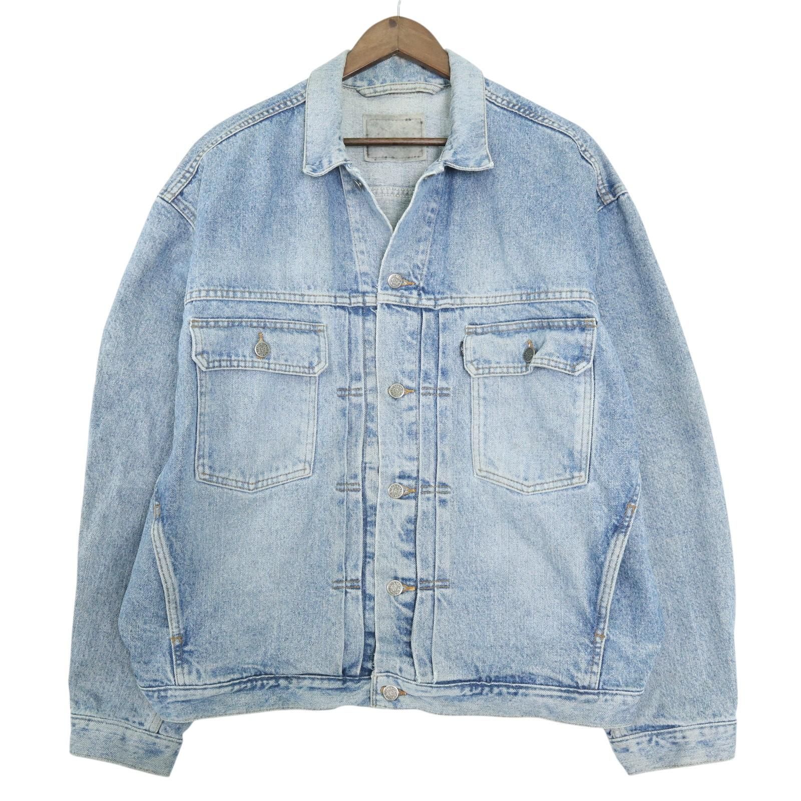 90年代 カナダ製 Levi's リーバイス 75502 デニムジャケット ユーロ 黒タブ ライトブルー (メンズ XL相当) 中古 古着 A3474