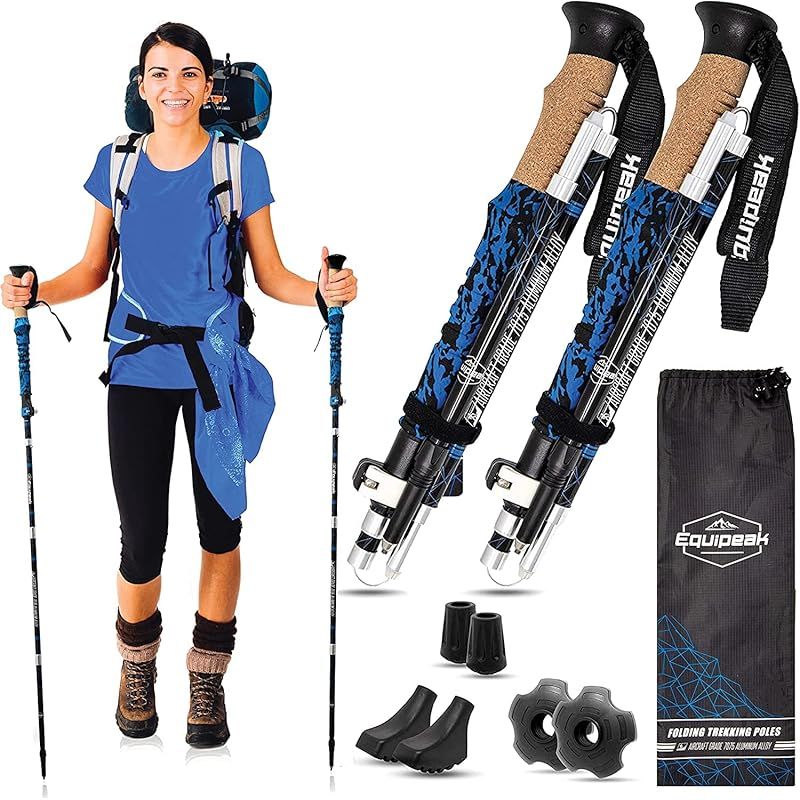 日本正規総代理_全米のハイカーが認めた超タフ仕様_日本語マニュアル付属 Equipeak トレッキングポール 登山用 ストック 杖 ポール ステッキ 赤 S 5フィート0インチ - 5フィート8インチ 青 Sサイズ 0