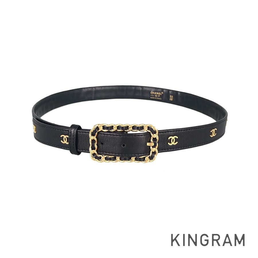 シャネル CHANEL ココマーク ゴールド金具 ブラック レザー レディース 