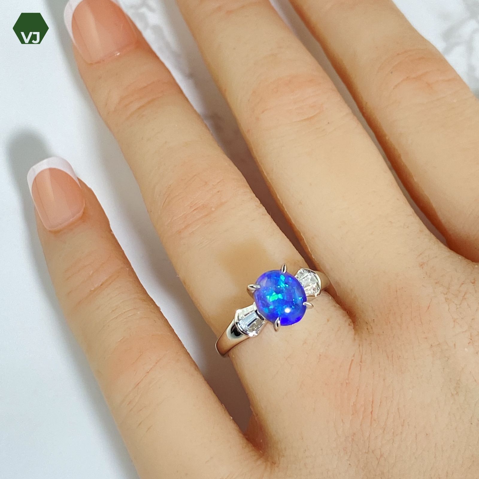 24-12】ブラックオパール ダイヤモンド リング 1.37ctD0.2ct【中古  