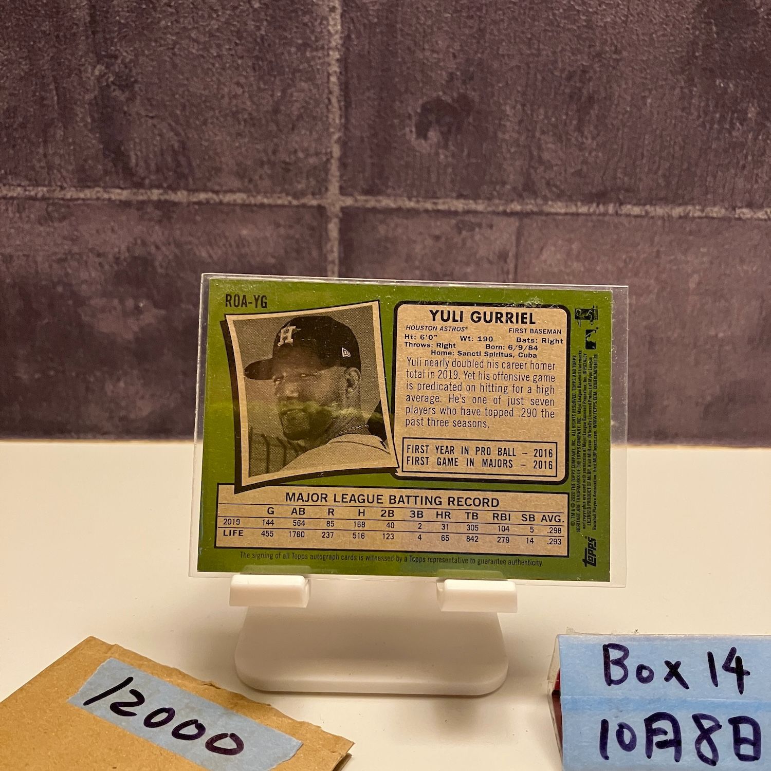2020 Topps Yuli Gurriel 直筆サインカード Houston Astros カード
