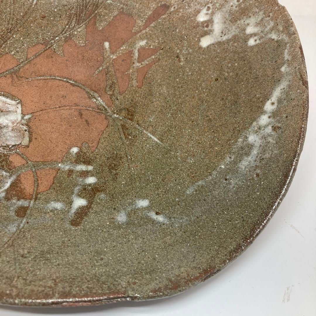 坪島土平 廣永窯 秋草図大皿 唐津 共箱 直径31.2cm 東