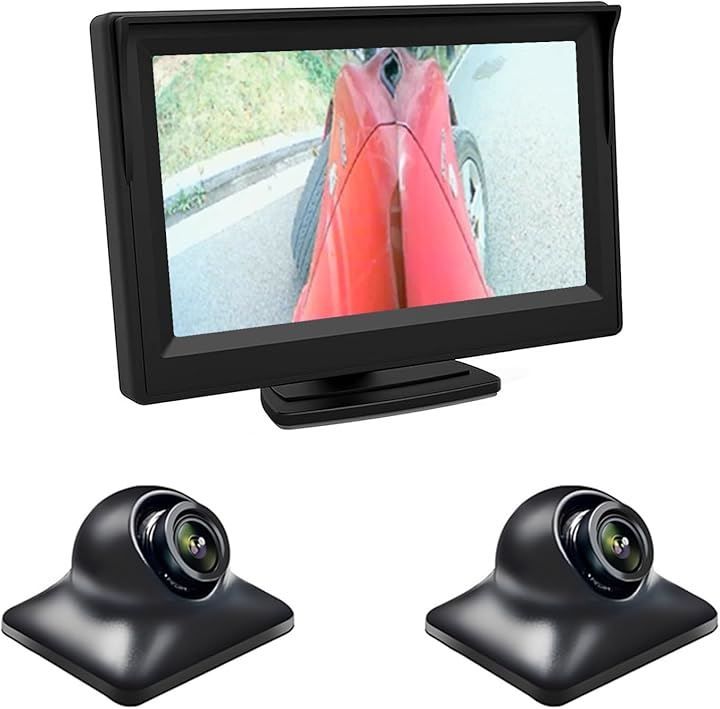 Antion 5インチモニター サイドカメラセット AHD IPS液晶モニター 左右後方死角 広角120° 360度回転 車載カメラ 録画機能あり 暗視機能搭載 配線簡単 向け駐車支援システム 12 V 日本語説明書