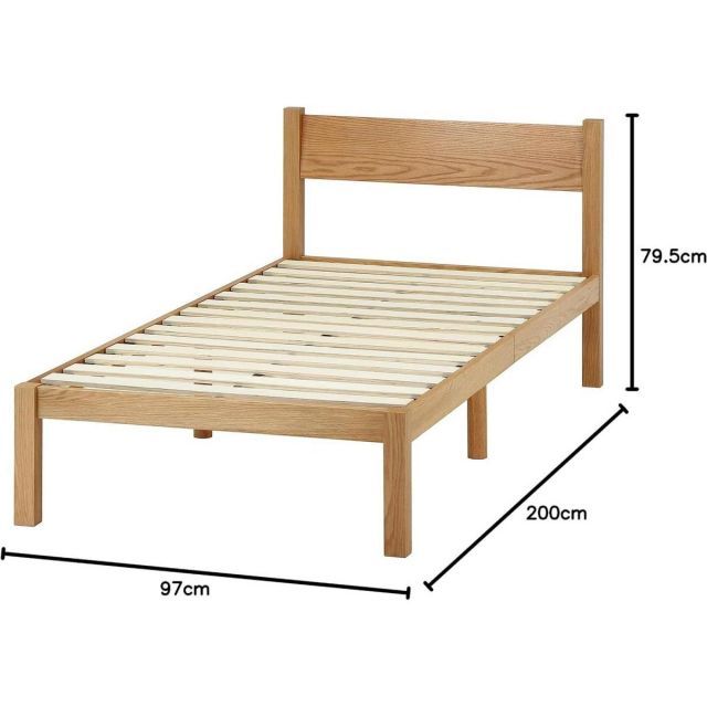 不二貿易 天然オーク材 突板ベッド ナチュラル シングル 99466 すのこ スノコ ベッド フレーム