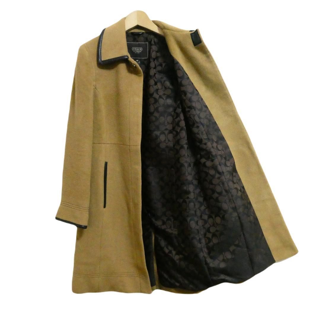 美品 COACH コーチ サイズXS ステンカラーコート ロングコート 裏地