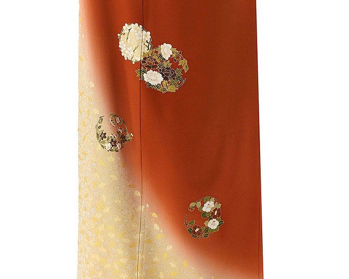 振袖 正絹 松尾光琳 花丸 吹き寄せ 身丈162cm 裄丈67.5cm 良品 中古