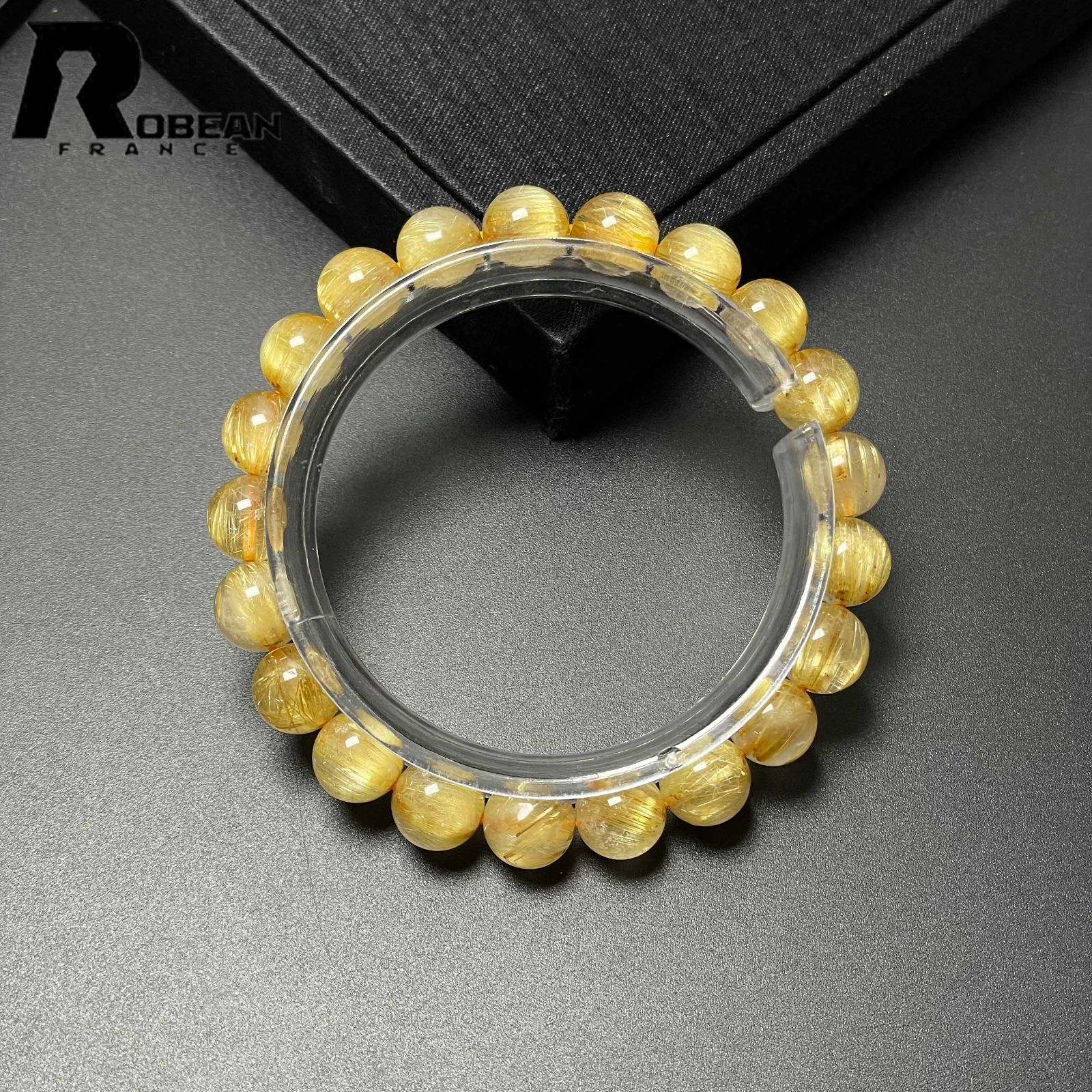 夢色 EU製 定価42万円 ROBEAN ! 満針ルチルクォーツ ブレスレット パワーストーン 天然石 金運 お守り プレゼント 9.4-9.8mm D0606421