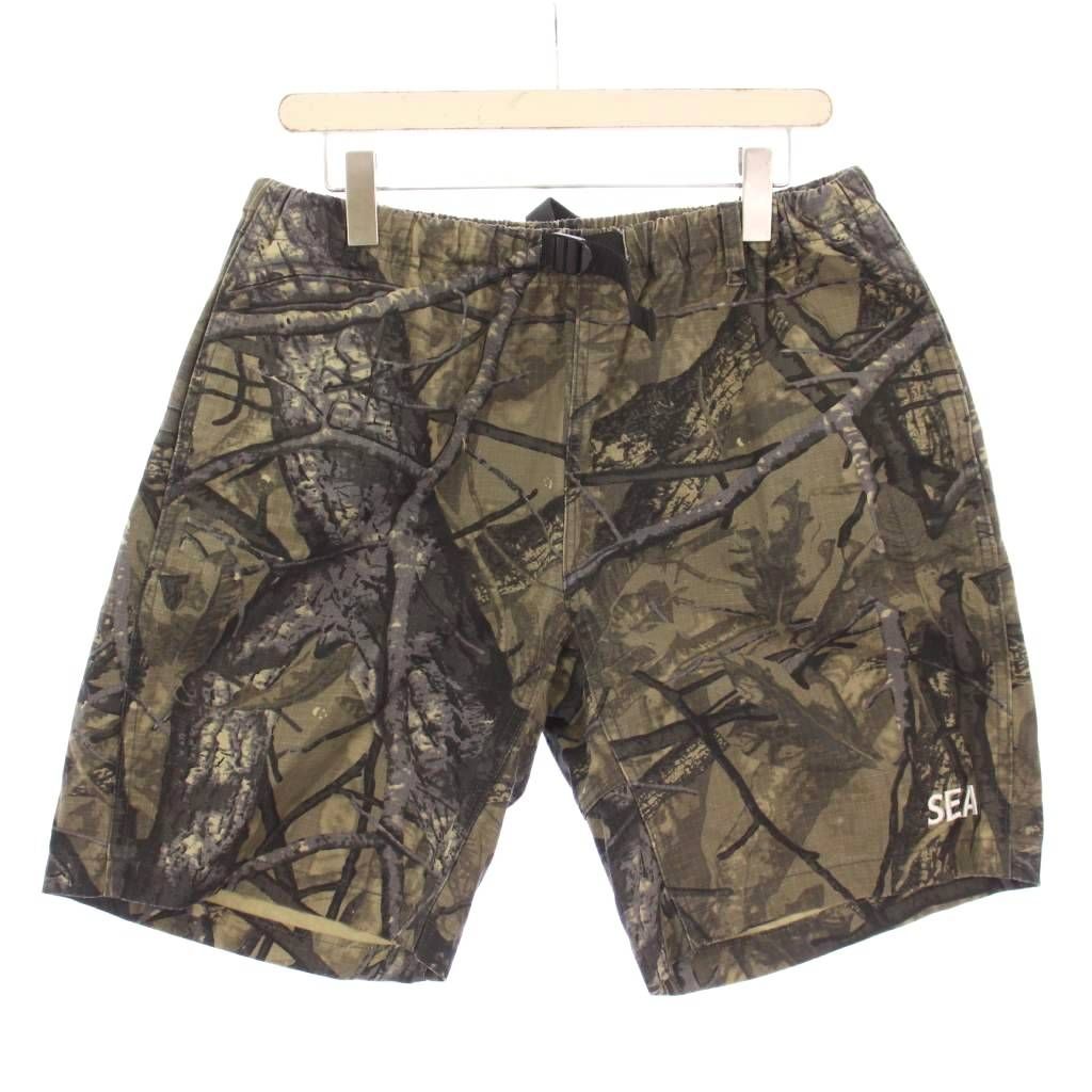 ウィンダンシー WIND AND SEA SEE ESS SHORT ショートパンツ ハーフパンツ クライミング イージー ウエストゴム ロゴ カモフラ 迷彩柄 L カーキ WDS-O-ESPT-25-Q3-PT-01 タグ付き |BB