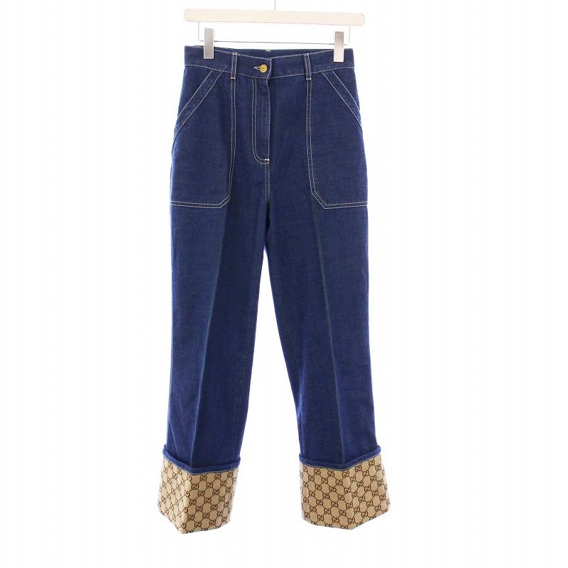 グッチ GUCCI GGキャンバス折り返し デニムパンツ ジーンズ W24