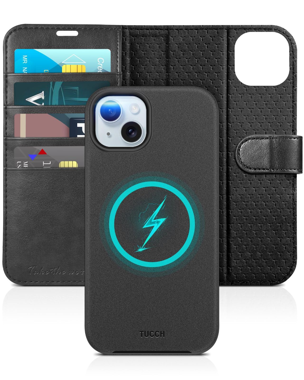 TUCCH iPhone15 Plus 対応 ケース 手帳型 2 in 1 分離式 iPhone 15 プラス ケース 手帳型 取り外し可能 2way 全面保護 [RFIDブロッキング] 高級PU合皮 カードポケット スタンド機能 衝撃吸収 アイフ