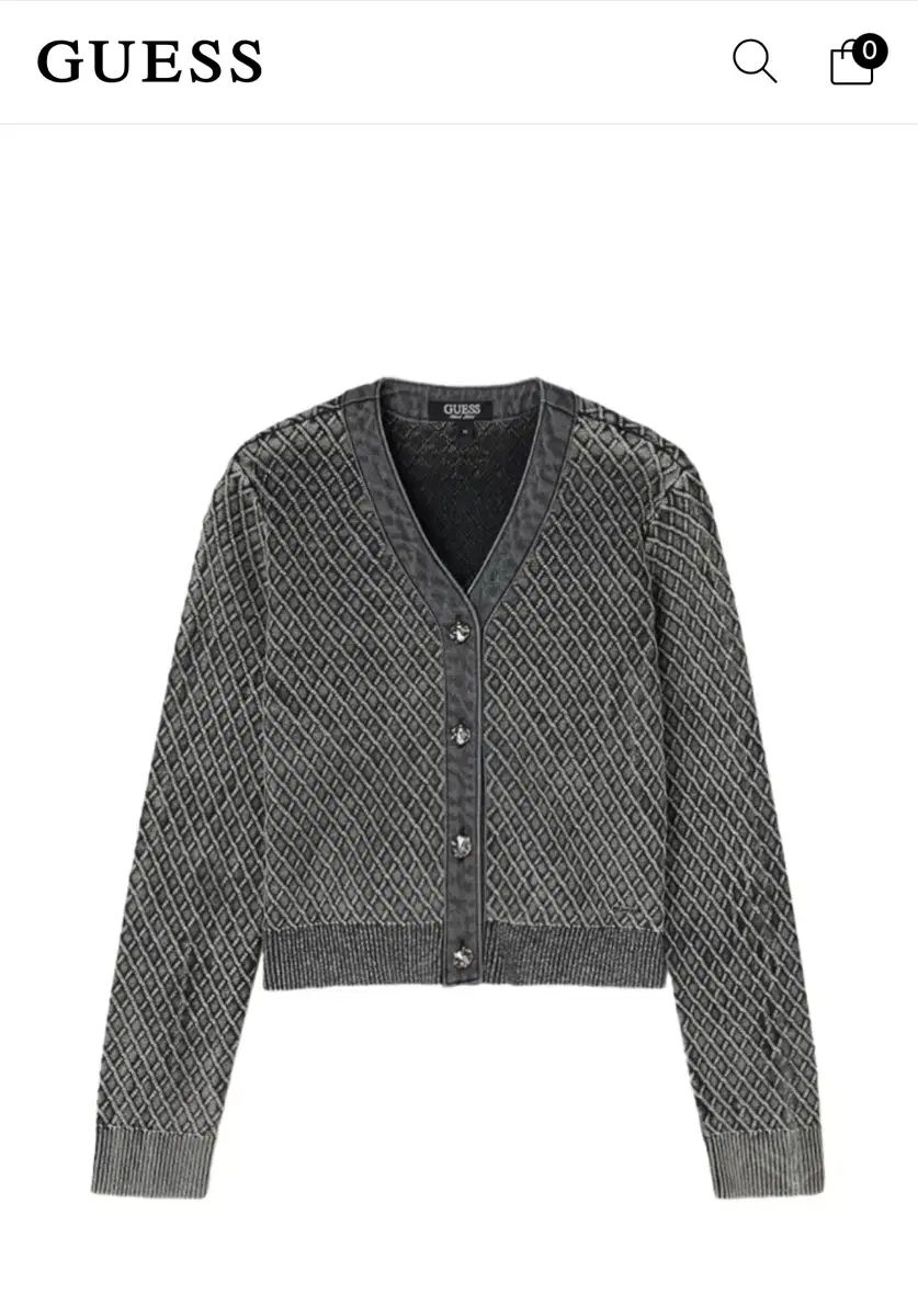 GUESS ゲス デニムミックス 立体的な トレリス セーターカーディガン ノースリーブ グレー