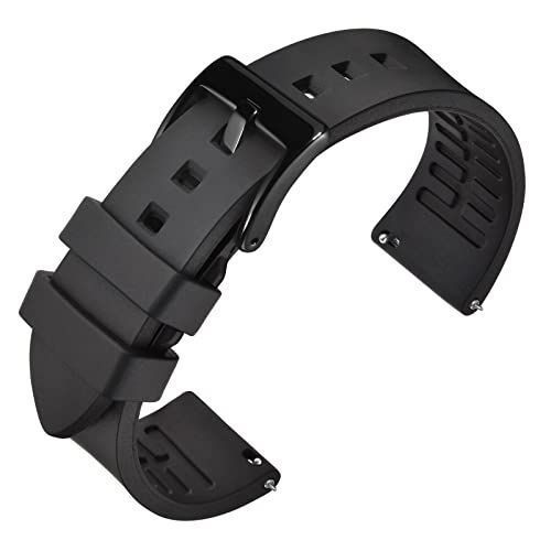 20mm_ブラック/ブラックバックル [ANNEFIT] フルオロラバー時計バンド 20mm フッ素ゴム腕時計ベルトQuick Release ブラック