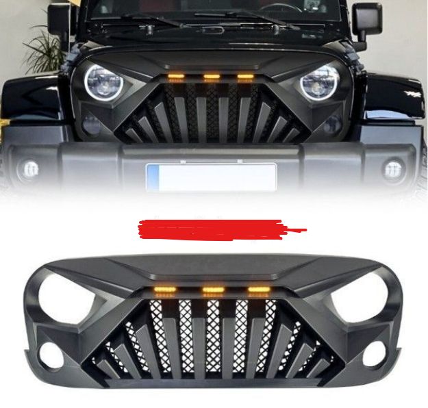 ジープ ラングラー JK 用 機甲スタイル フロントグリル 中網グリル ABS製 カスタム 外装