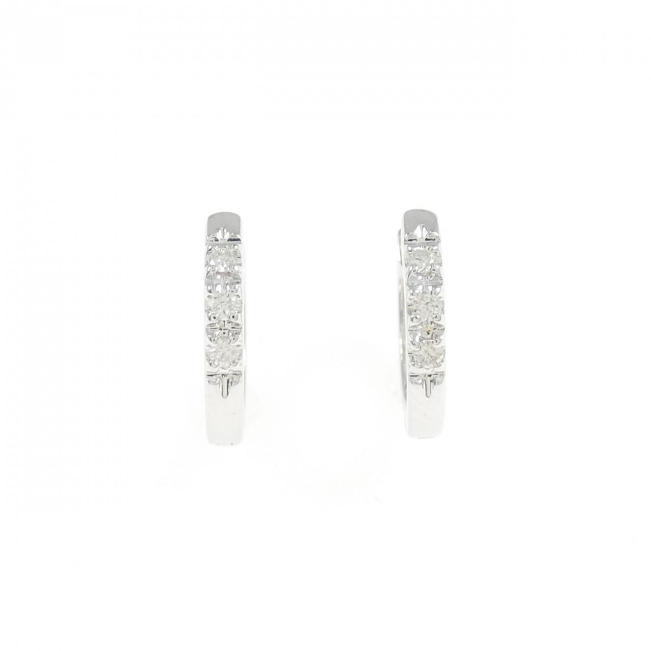 K10WG ダイヤモンド フープ ピアス