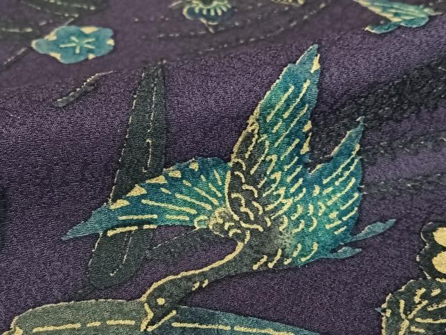 平和屋着物○上質な小紋 型染め 花鳥文 正絹 逸品 未使用 AAAX0787zg