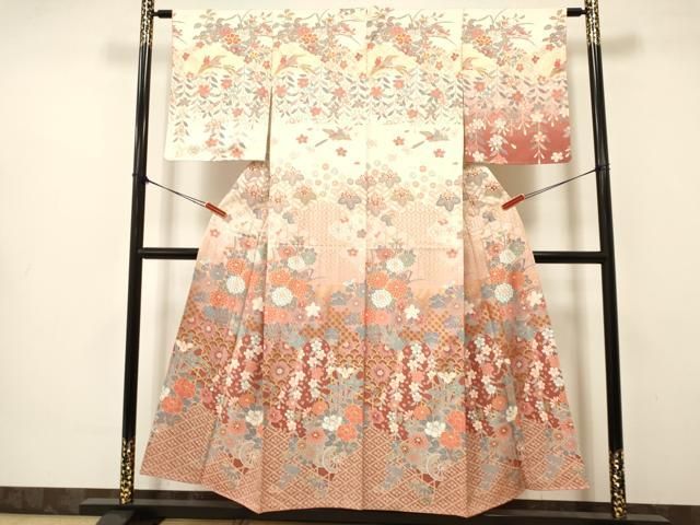 平和屋着物 訪問着 作家物 流水桜飛鳥文 暈し染め 正絹 逸品