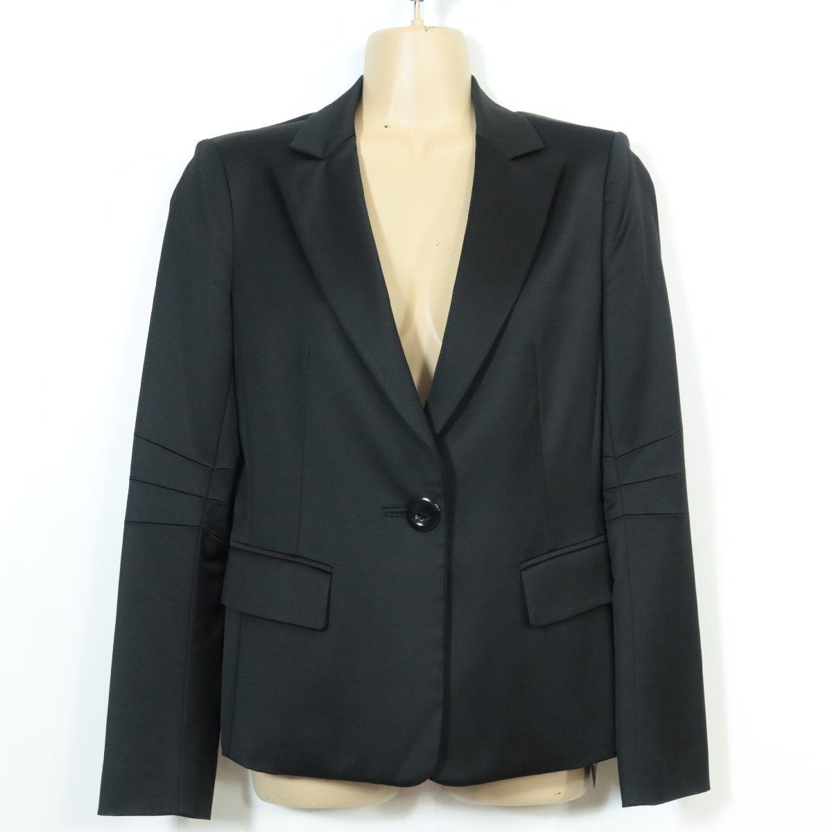 leilian - 【極美品・残布あり】レリアン★大人上品♪テーラードジャケット 一つボタン サイズ9 おしゃれな切替デザイン♪光沢あり ブラック系 z7460ｓ 極美品・残布あり】レリアン☆大人上品♪テーラードジャケット