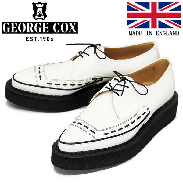 GEORGE COX (ジョージコックス) DIANO 3705 V ラバーソール レザーシューズ 031 WHITE gc UK5.5-約24.5cm