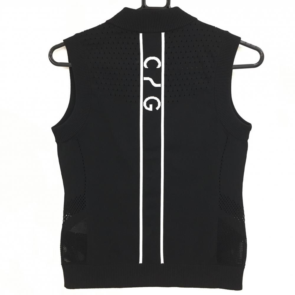 CPG GOLF ブラックベスト 新品】CPG ニットベスト 黒 ロゴ白 透かし編み 立体ロゴ レディース 1