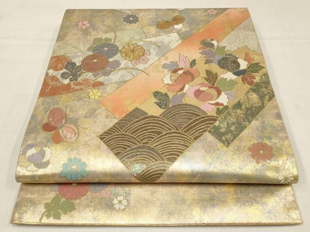 几帳　衣桁付き　平安　西陣　パールトーン加工 平和屋着物◎西陣 六通柄袋帯 飛鶴 金糸 正絹 逸品 DAAT2893qa