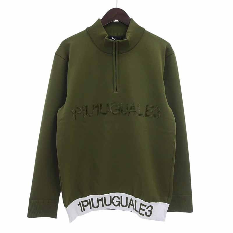 ウノピュウノウグァーレトレ ゴルフ|1PIU1UGUALE3 GOLF LOGO RIB ZIP MOCK ロゴリブジップ モックネック ニット シャツ カーキ サイズ メンズ5