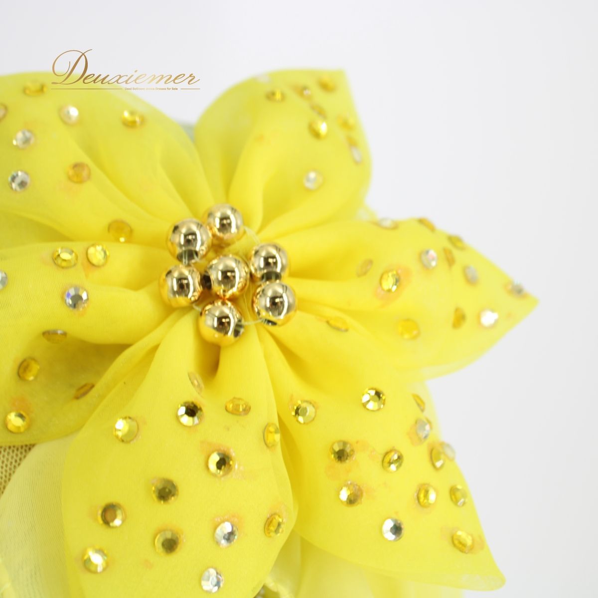 【イギリス製 社交ダンス衣装】イエロー ワンピース ドレス 黄色 フロート レース フリル デモ 競技用 花 パーティ 発表会 イギリス製 社交ダンス衣装】イエロー ワンピース ドレス 黄色