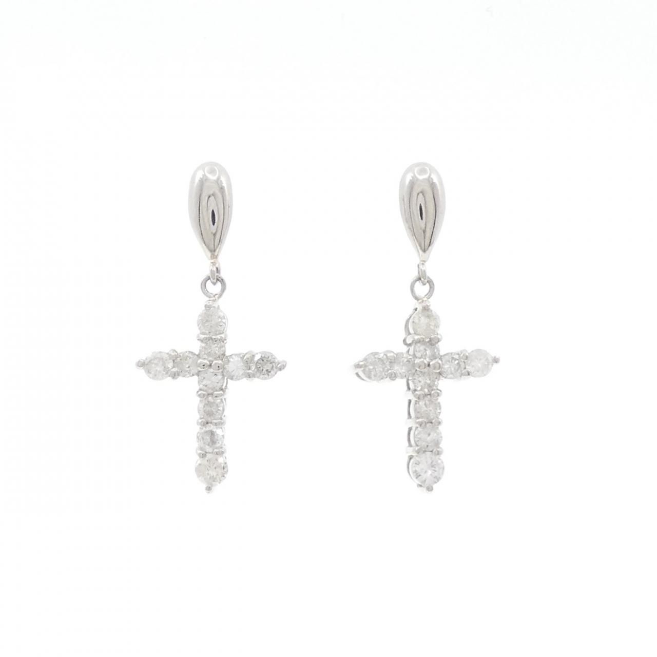 PT900 クロス ダイヤモンド ピアス 1.00CT