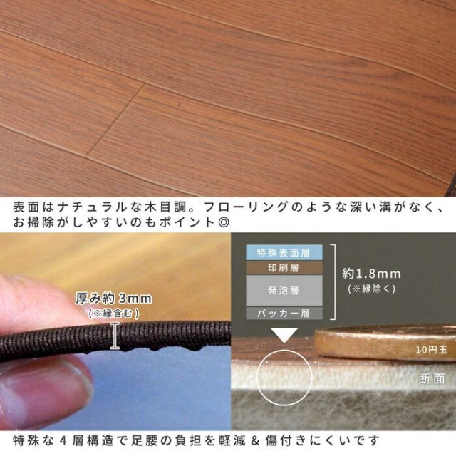 マット 消臭加工付き 木目調フリーマット 45×150 ライトベージュ【】