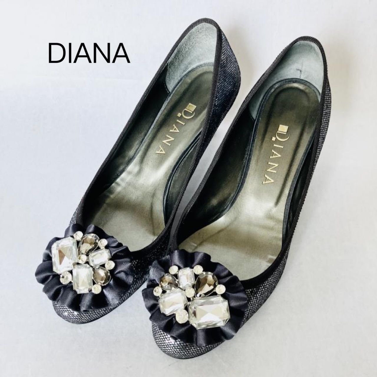 DIANA ダイアナ ビジューグリッターパンプス 24cm 日本製 送料